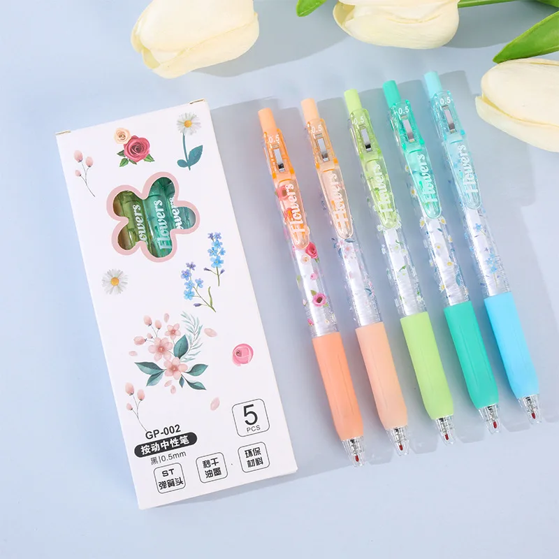 

10 Pcs Press Neutral Black Pen Ins High-value Student Girl Heart Brush Questions Are Easy To Use,Smooth 0.5mm
