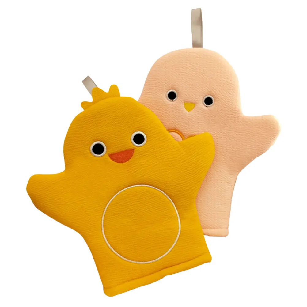 2 قطعة قفازات حمام الحيوان الكرتون مرنة المضادة للانزلاق قابلة لإعادة الاستخدام ألياف النباتات الناعمة للحمام قفازات حمام ماصة للتنظيف القوي