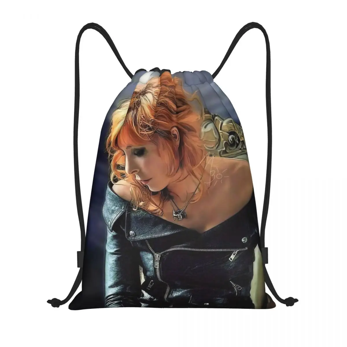 Sexy Mylene Farmer French Singer Songwriter And Actor Drawstring Bags for Shopping Yoga Backpacks Men Women Sports Gym Sackpack