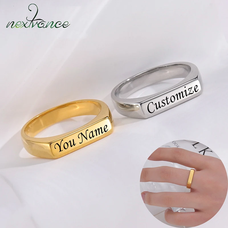 Nextvance Classic Rings Custom Engraved Ring Stainless Steel Personalized Name Date Rings For Women Lover Birthday Jewelry Gift