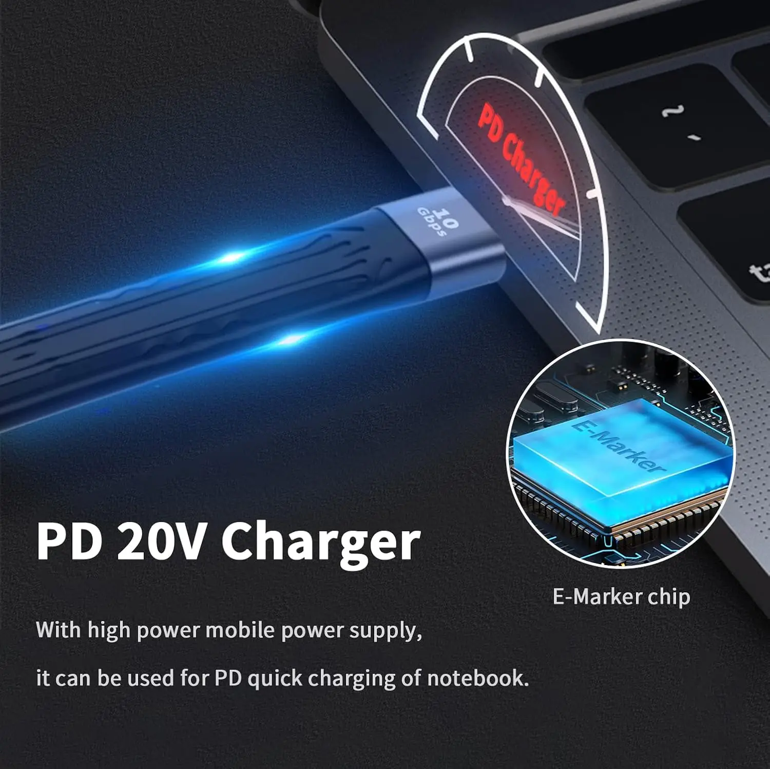 Cable adaptador USB C hembra A USB A macho, cargador, plano suave, corto, 10gbps