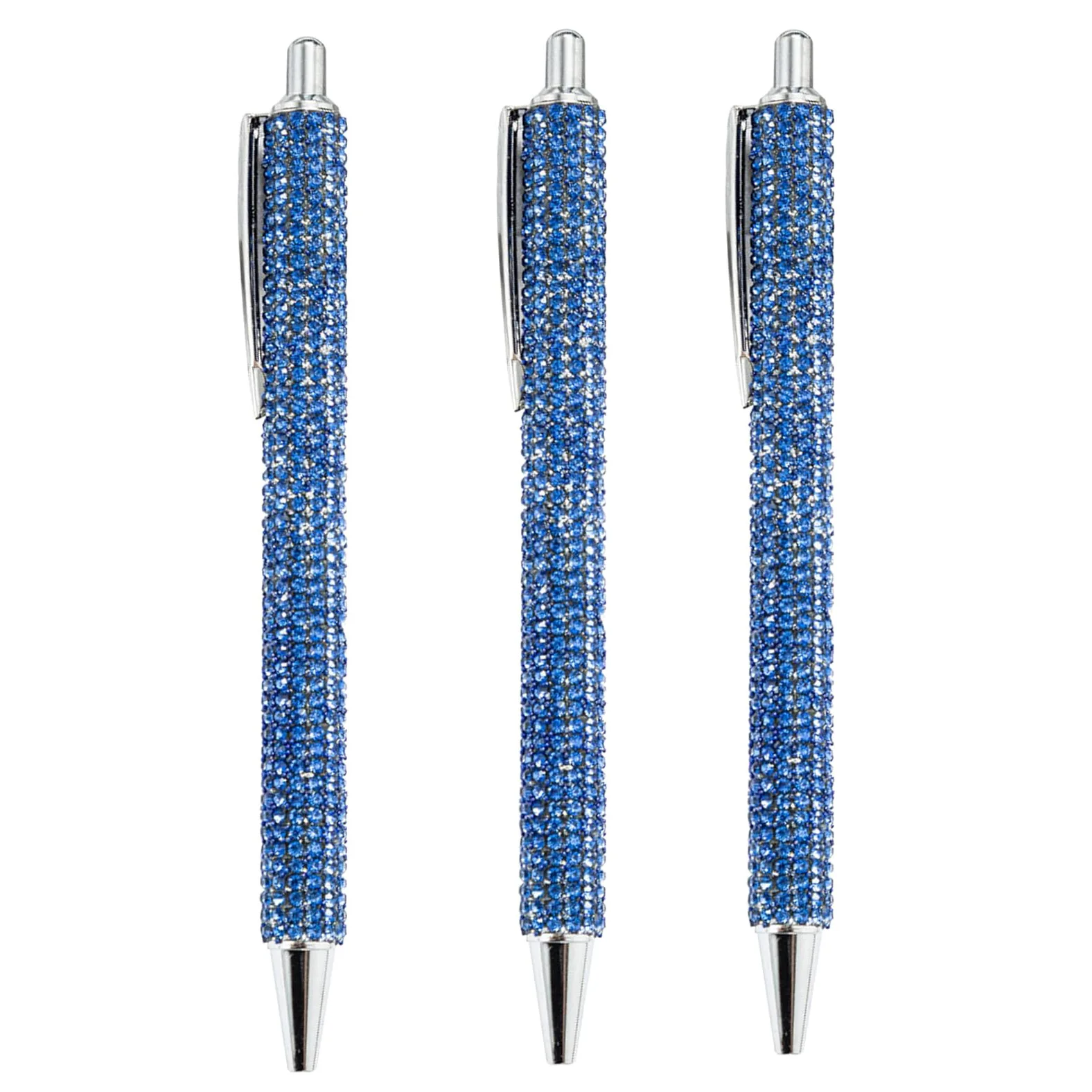 

3 Pcs Rhinestone Bling Metal Ballpoint Pens 0.7 mm Black Ink Gift Pens for Christmas Bridesmaid Wedding Birthday Blue