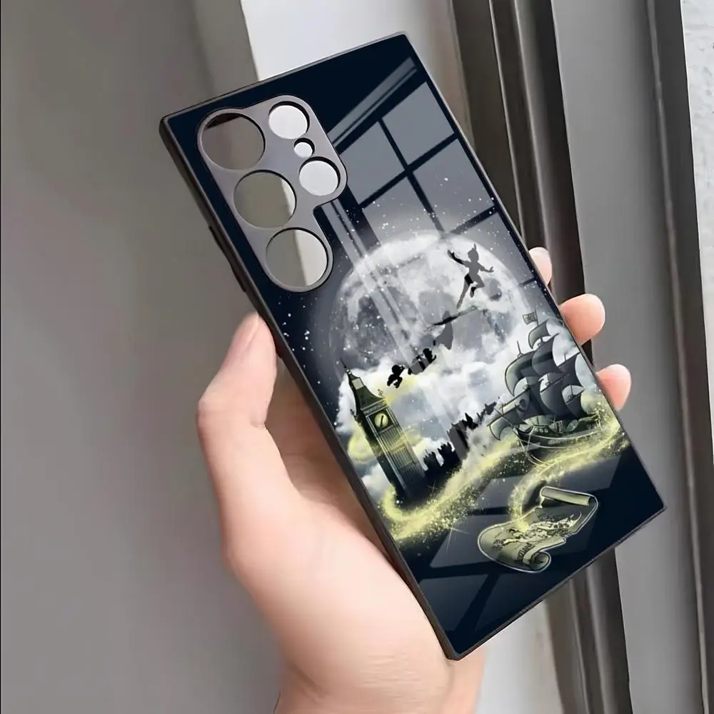 Чехол для телефона Cartoon P-Peter P-Pan для S24 Ultra Samsung S23 Fe S22 S20 S21 Plus Galaxy A54 A34 A24 A53 Note 20, стеклянный чехол