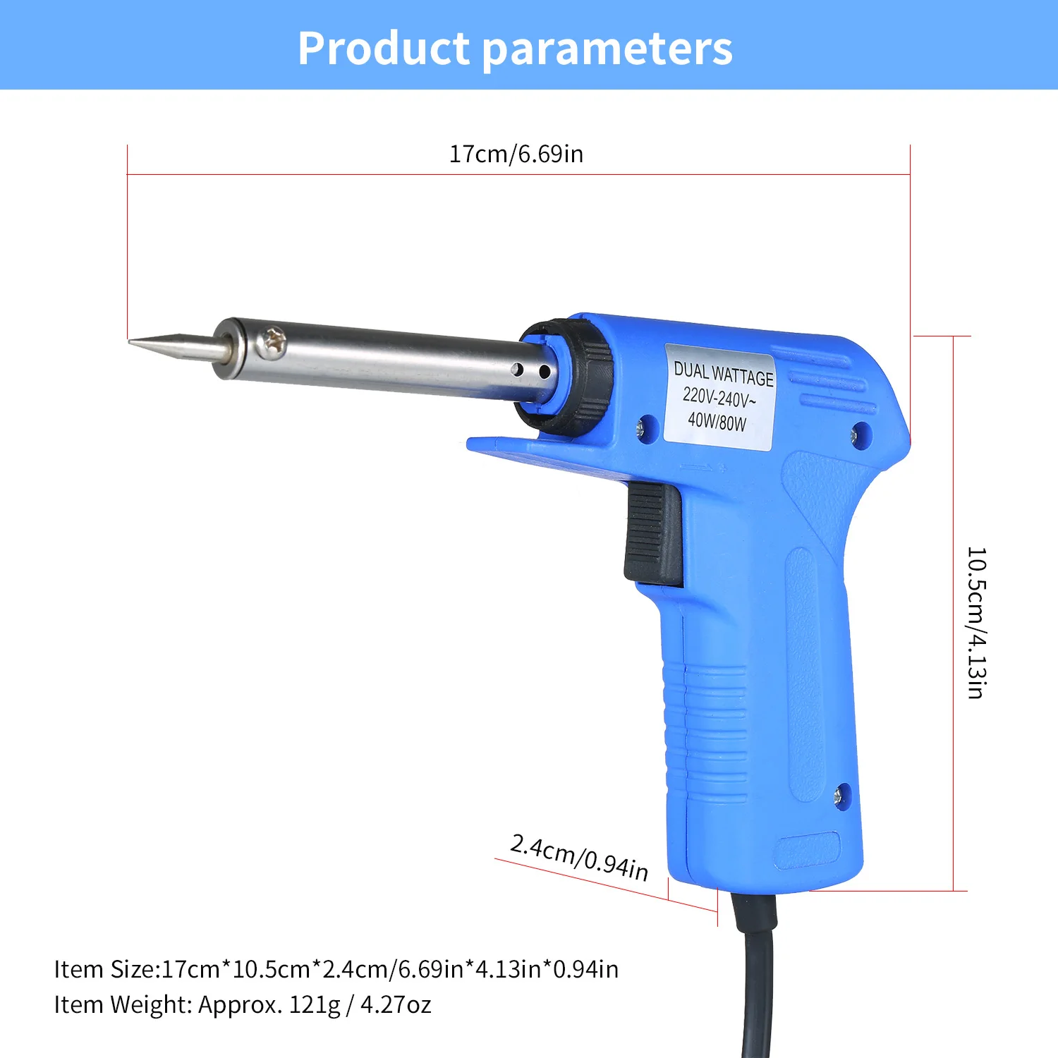 Double Power Electric Soldering Iron Gun type Electric Soldering Iron Power Adjustable Soldering Iron Gun 40W/80W Adjustable