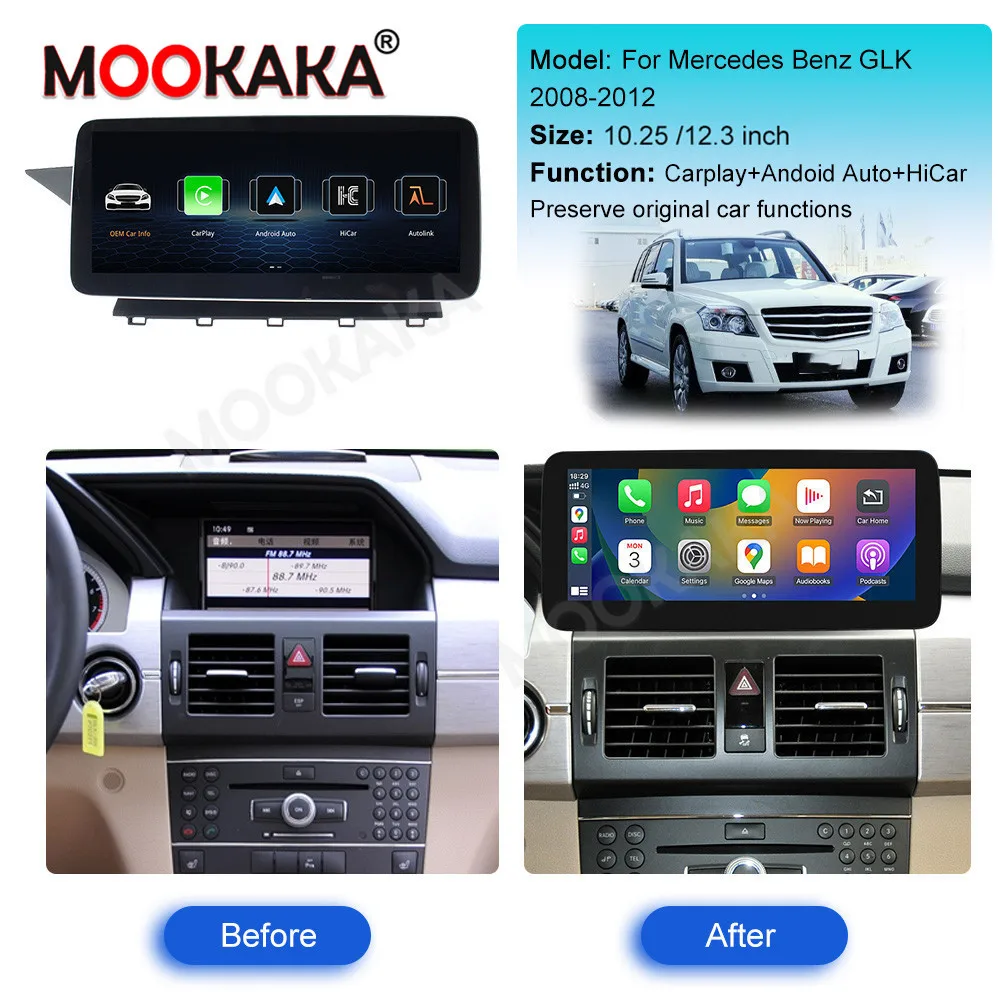 10.25 inch Linux Car stereo CarPlay FOR Mercedes-Benz GLK Class X204 2008-2015 Car GPS navi multimedia player touch screen unit