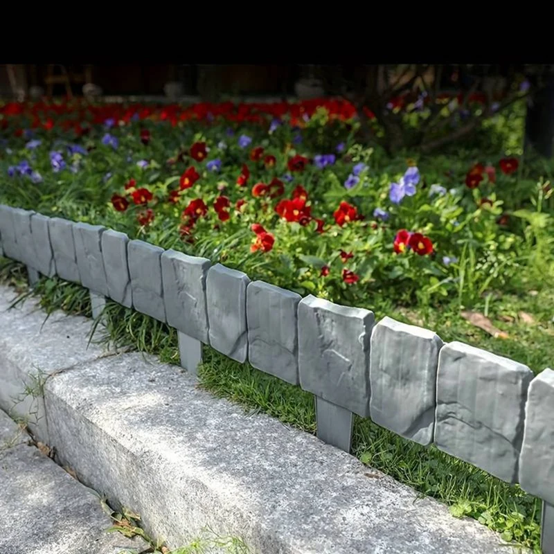 Garden Patio Edge Border, Imitation Stone Fence Panels, Patio Outdoor Barrier Flower Bed Fence