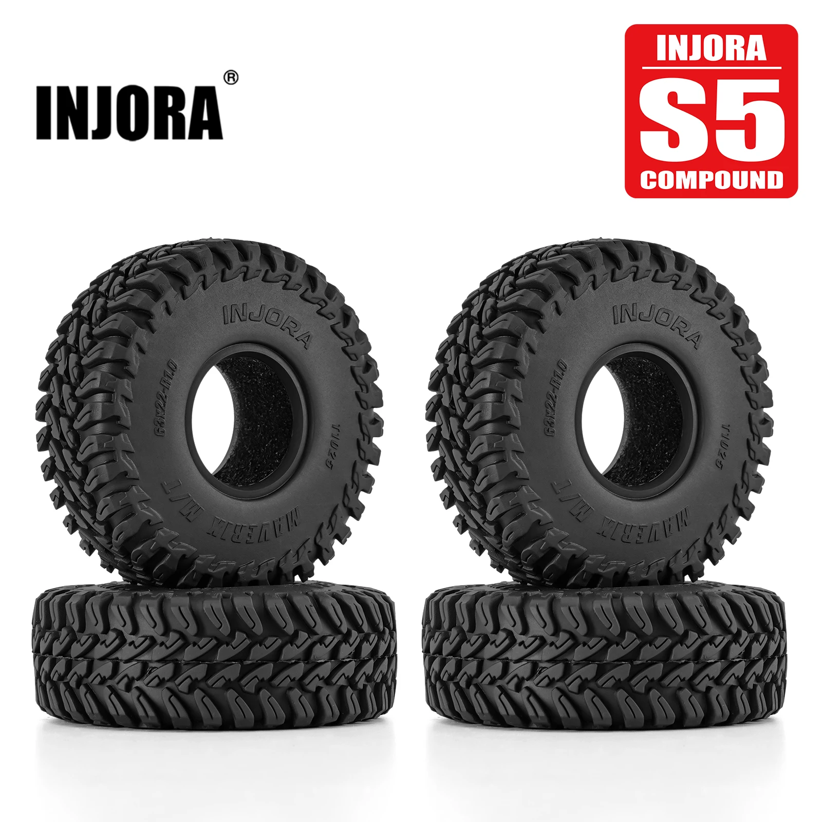 

INJORA 63*22mm 1.0" MAVERIX M/T Tires for 1/18 1/24 RC Crawlers