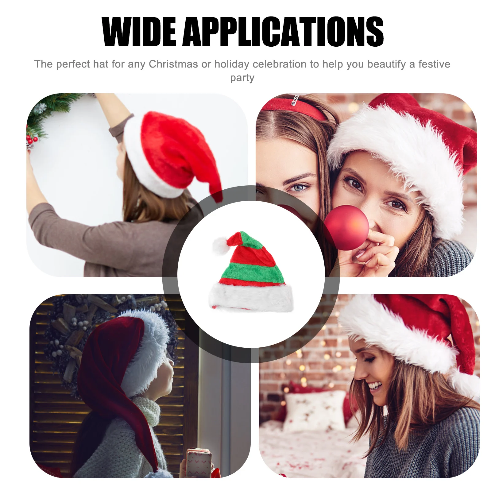 

Christmas Hat for Adults and Soft Santa Hat with Pompom Decorative Headwear for Holiday Party Family Gathering Xmas