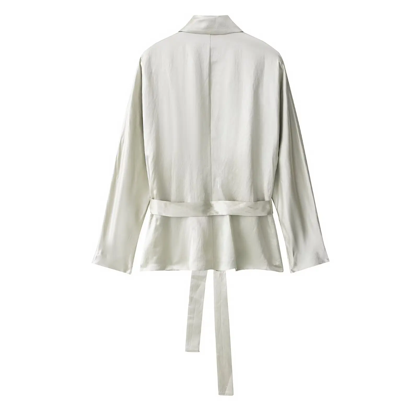 Traje de mujer con textura satinada de seda, cinturón decorado, pantalones doblados, conjunto de dos piezas, moda europea de verano para adultos