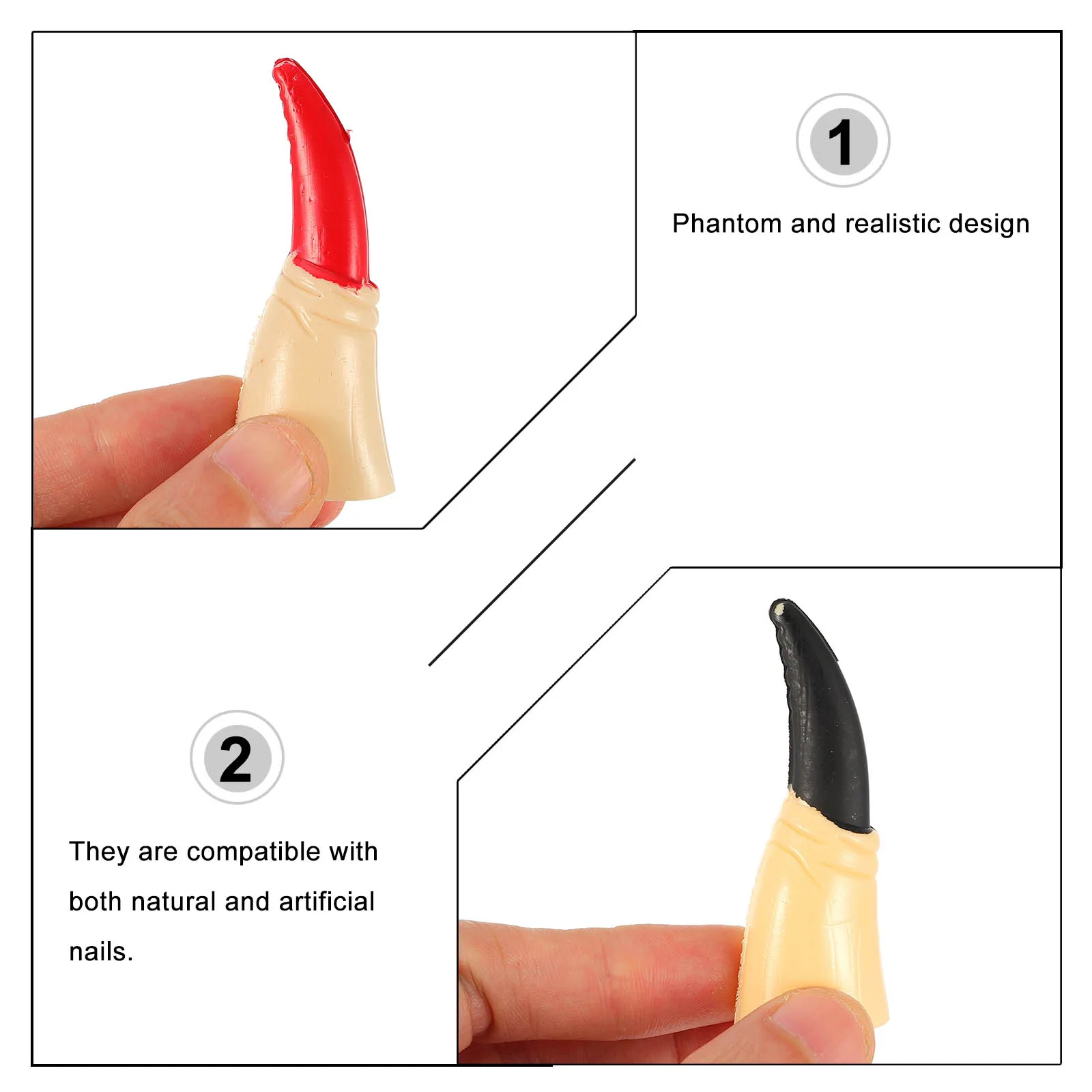 

20pcs Halloween Finger Claws Accessories Witch Nails Props Glow In The Dark Dark Compatible Comfortable Fit Fake Party