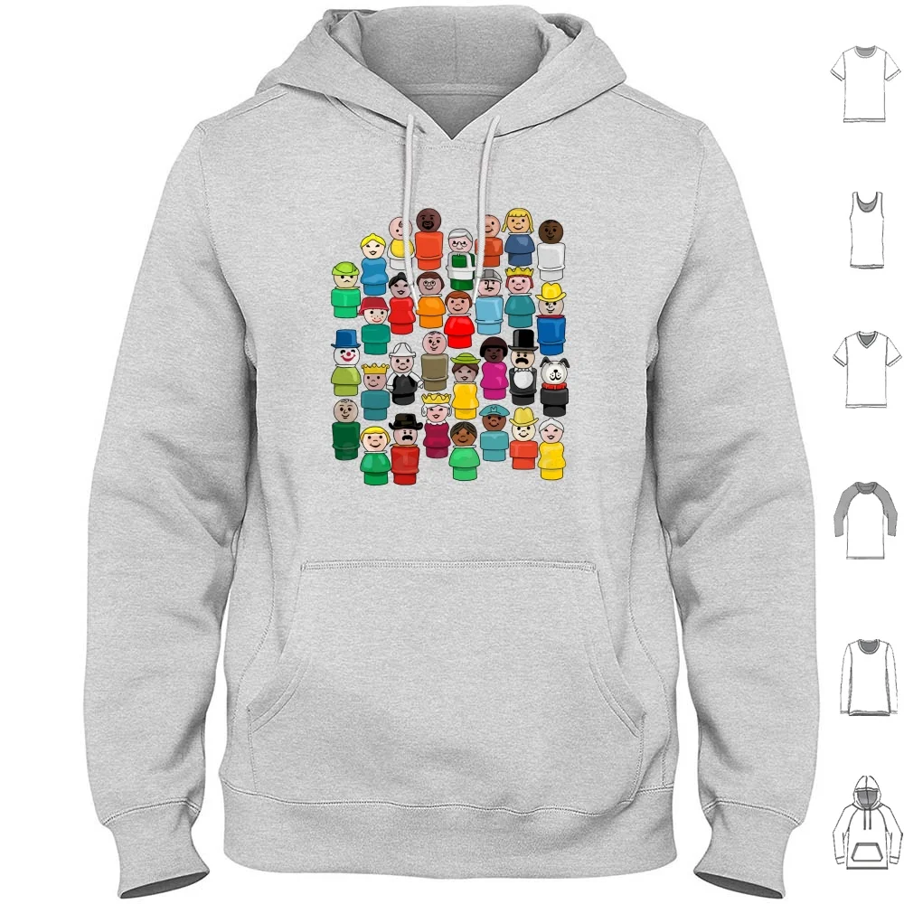 

Толстовка с капюшоном «Люди в своих соседства», хлопковые игрушки с длинными рукавами, ностальгические 70-е годы, семья 80-х, круглые люди, собака, классические классические игрушки