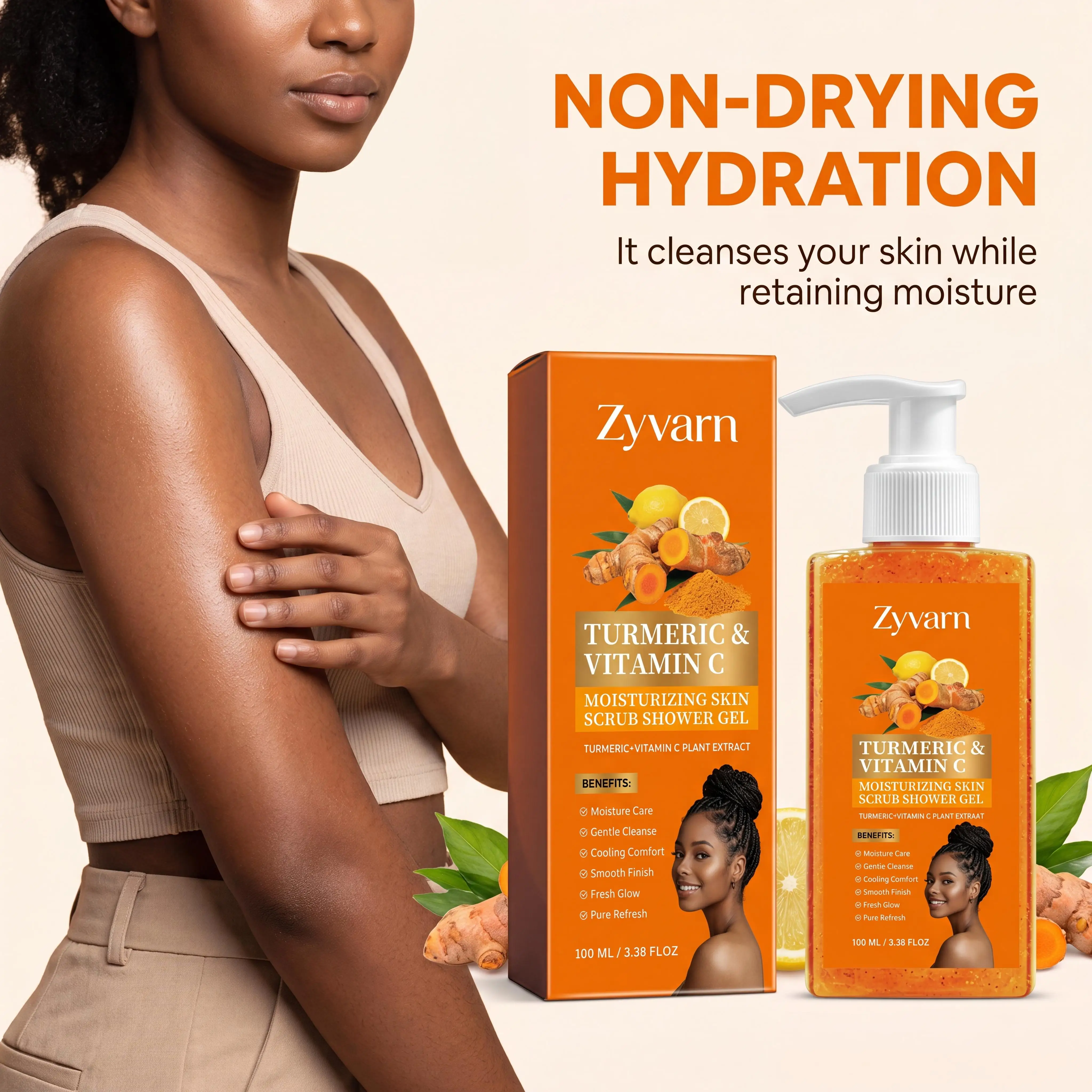 Turmeric Vitamin C Scrub Shower Gel Deeply Moisturizing Tender Firming Skin Remove Body Dead Skins Gentle Exfoliating Body Wash