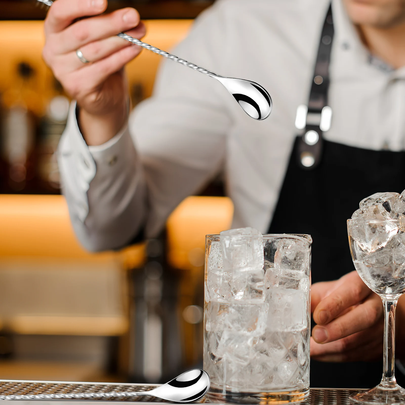 

6pcs Stainless Steel Bar Long Handle Mixing Stirring Spoons Spiral Design Premium Bartender Accessories Coffee Cocktail