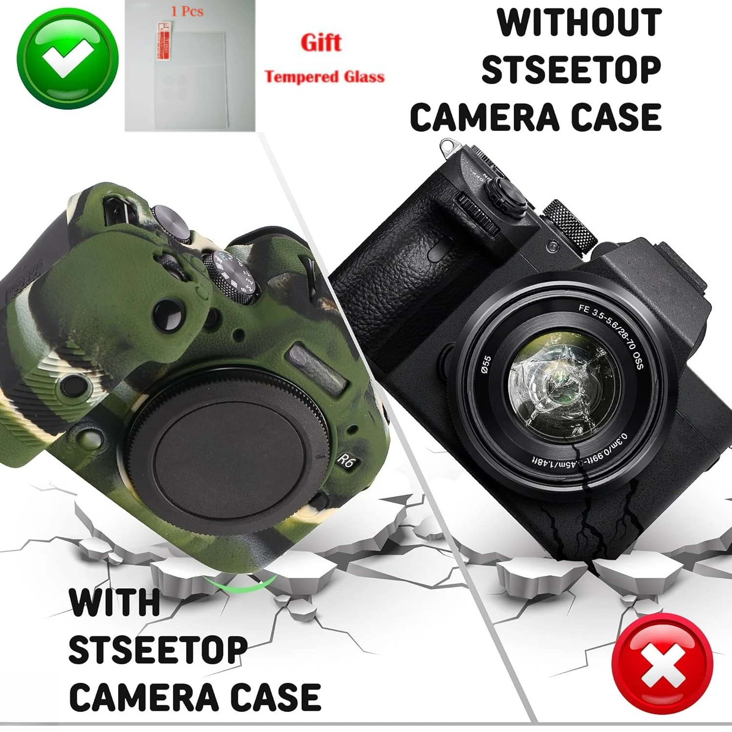 

Silicone Protective DSLR Skin Cover, Rubber Silicone Camera Case Cover Skin For Canon R6 R6II Mark II + free tempered film