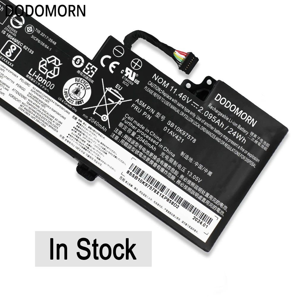 بطارية كمبيوتر محمول DODOMORN لينوفو ثينك باد ، SB10K97578 ، 01AV421 ، T480 ، T470 ، A485 ، A475 ، A285 ، سلسلة TP25 ، 01AV420 ، 01AV489 ، SB10K97576