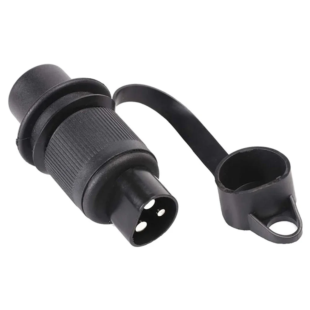 Car 12V 3 Pin 3 Pole Trailer Socket Connectors Plug-in Interface Adapter Round Trailer Tractor Plug for Caravan Truck Vehicle