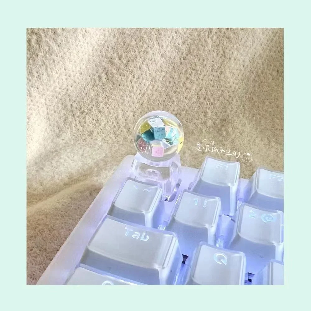

Mechanical Keyboard Resin Keycaps, Transparent Crystal Ball Cross Shaft OEM Height Esc
