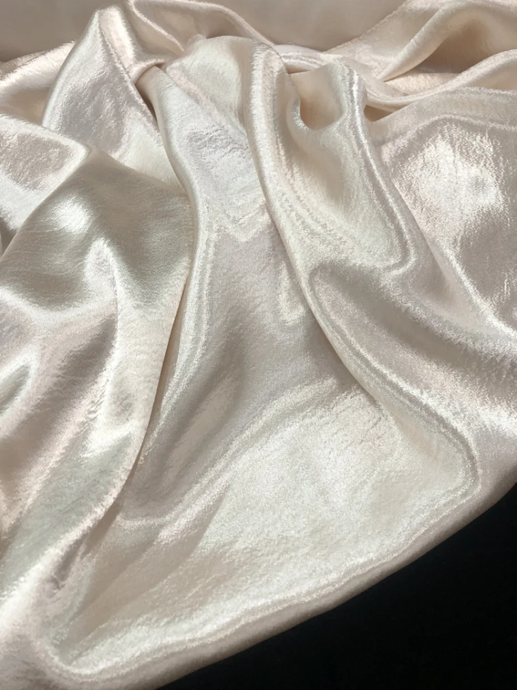 Satin Fabric Champagne Colored Linen Water Ripples Camisole Skirt Clothing Designer Wholesale Cloth Diy Sew Apparel Fabrics