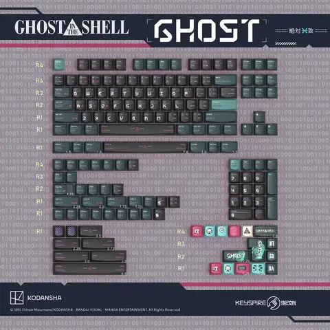 NEW Keyspire Ghost Shell PBT Dye Sub Keycaps Set 130 Keys Smile Profile Retro Anime Comic Custom for MX Mechanical Keyboard
