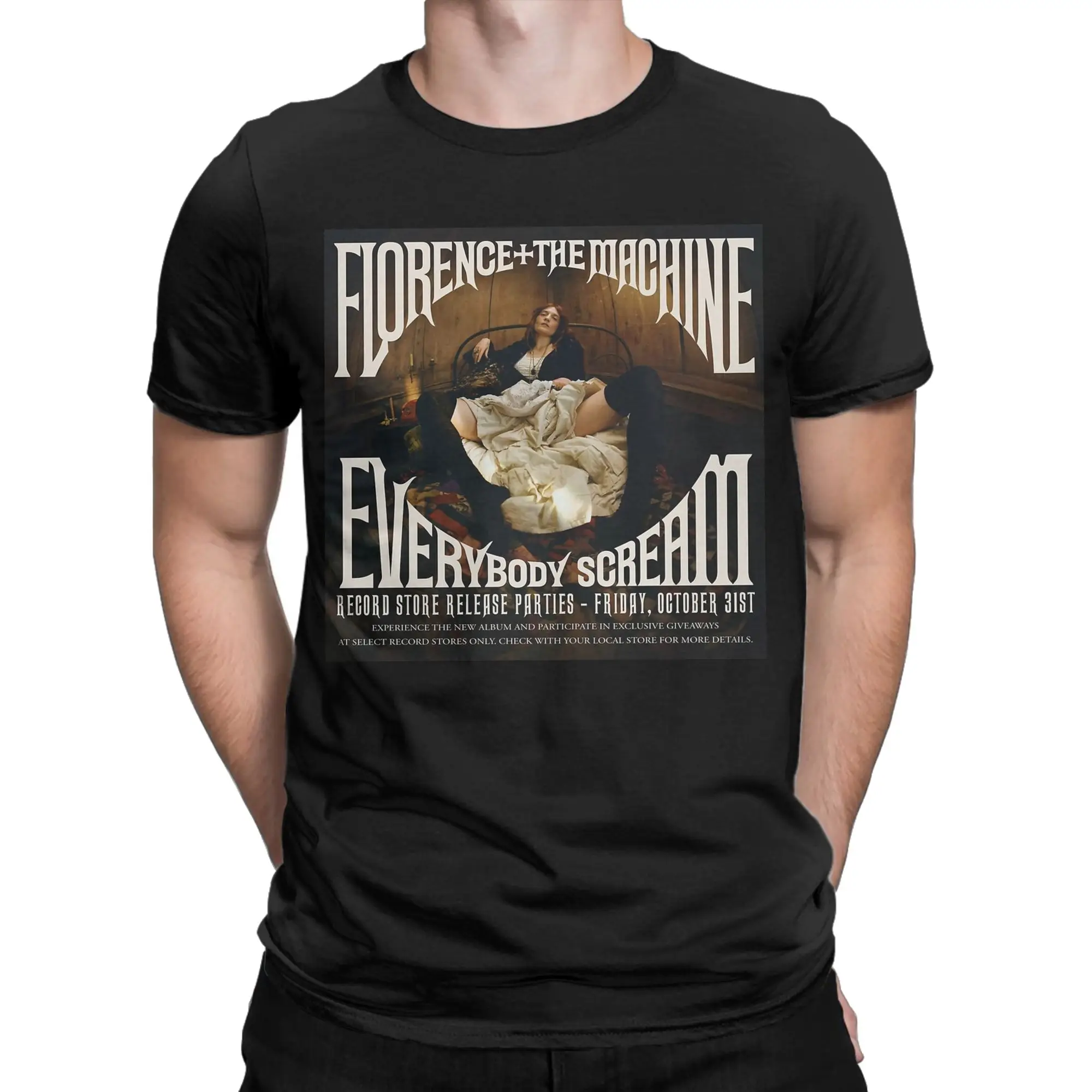 Florence + The Machine Everybody Scream Tour T-Shirts for Men  Awesome Pure Cotton Tees Crew Neck Short Sleeve T Shirt  Clothing