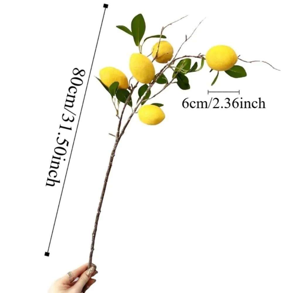 Picture 7: Photography Props Green Leaves Artificial Lemon Branch Luxury Plastic Simulation Fruit Tree Elegant Realistic Fake Plants Gift