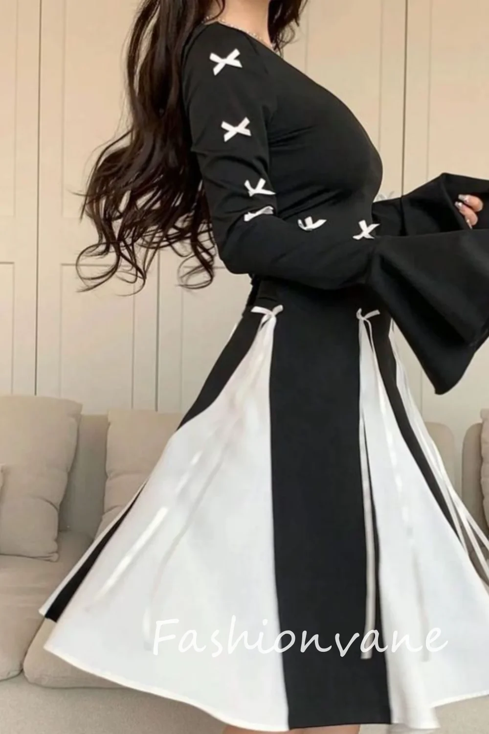 Fashionvane 2024 personalizado Arabia Saudita mujeres A-Line cuello redondo manga larga vestido de graduación té longitud vestido de fiesta de noche