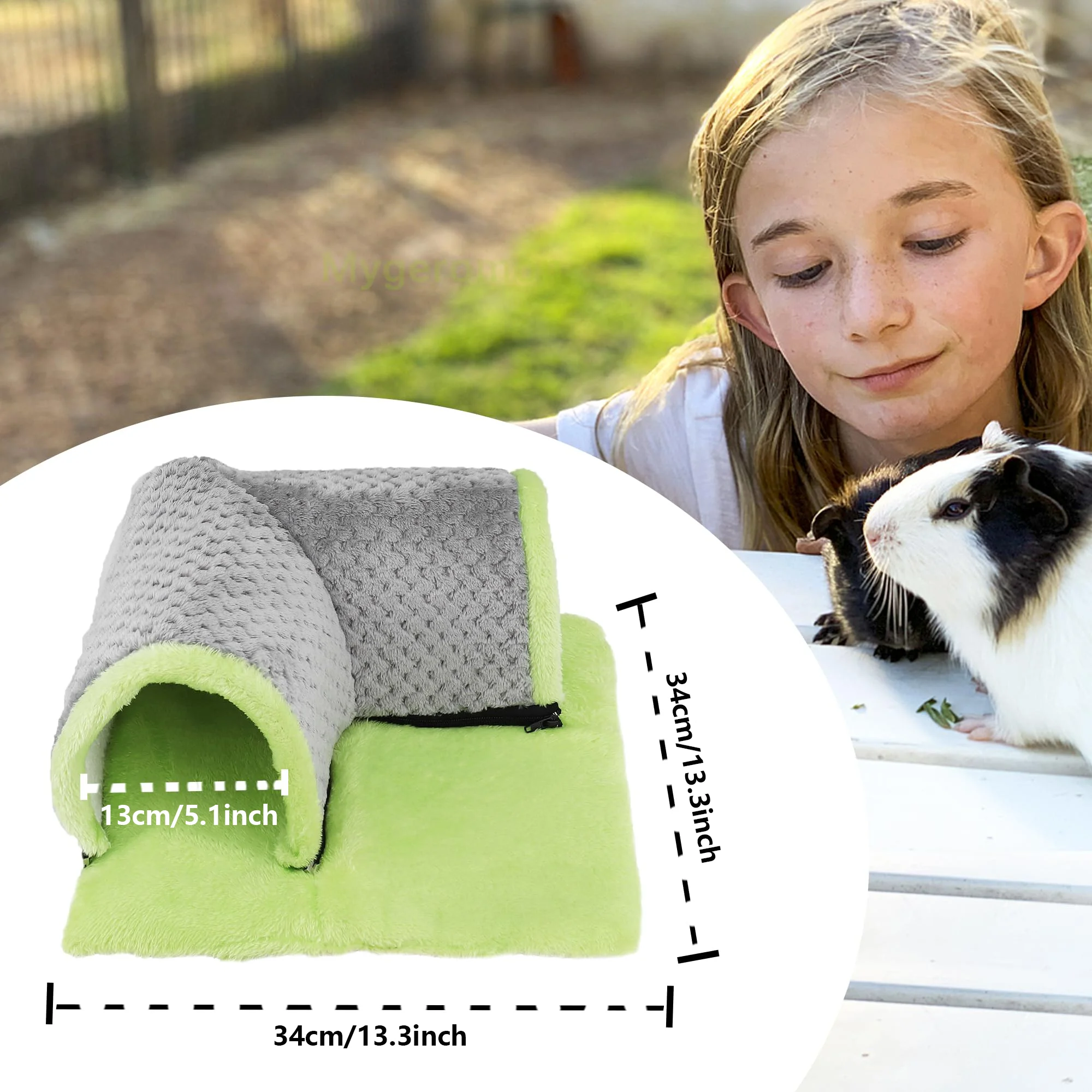 Hamster Play Tunnel Right Angle Guinea Pig Hideout Small Animal Warm Nesting Bed Detachable Plush Cages House for Hedgehog Bunny