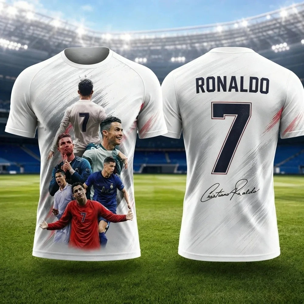 2026 Summer Fashion Summer Ronaldo 3D Print Sport Quickdry Breatha Men Football Jersey Tshirt Team Club Summer Training Clothing