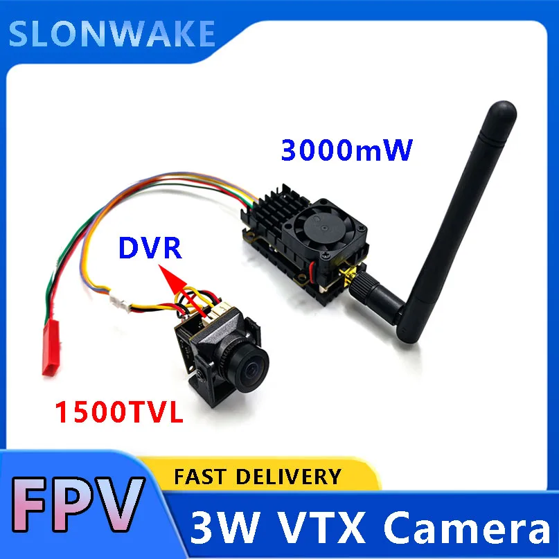 SLONWAKE 5.8G Long Range Transmitter VTX FPV 3W  1500TVL with DVR Camera CMOS Low light night vision for RC Drones & Vehicles