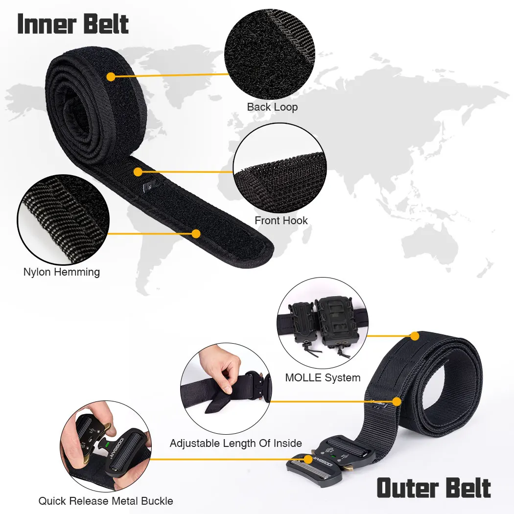 IDOGEAR 2 Zoll Taktischer Gürtel mit 1,75 Zoll Innengürtel Schnellverschluss Metallschnalle MOLLE Lasergeschnittene Herrengürtel 3415 – Detail 6