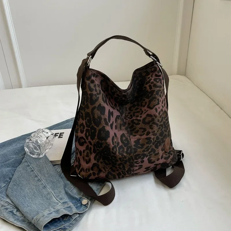 Leopard Print Women Shoulder Bags Canvas Tote Bag for Women Deisgner Bag Fashionable Backpack Crossbody Bag for Women Сумка Sac