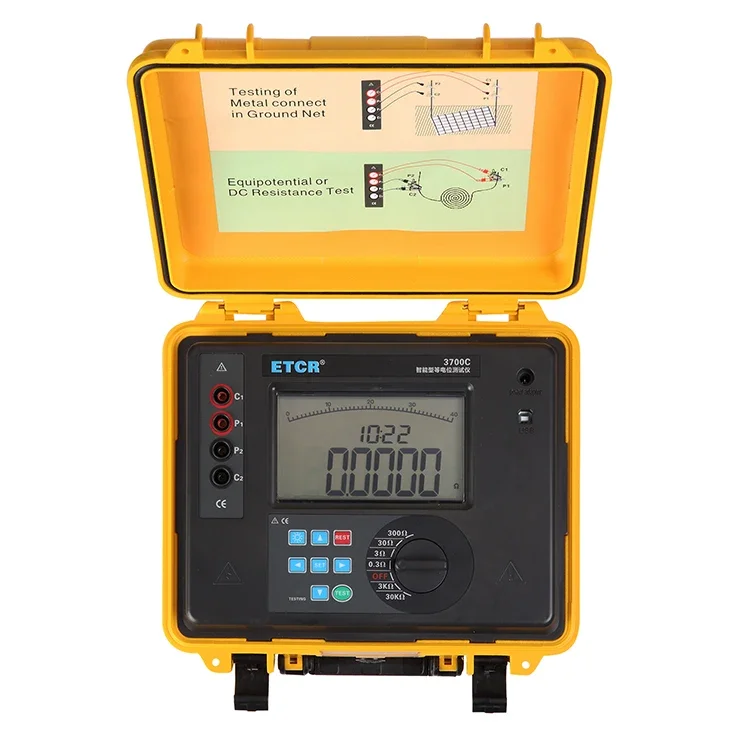 VLUUKE VK3700C Portable Digital Only DC Resistance Tester 4-wire Precision 0.1 Accuracy LCD Display Data Hold 5V Testing Voltage