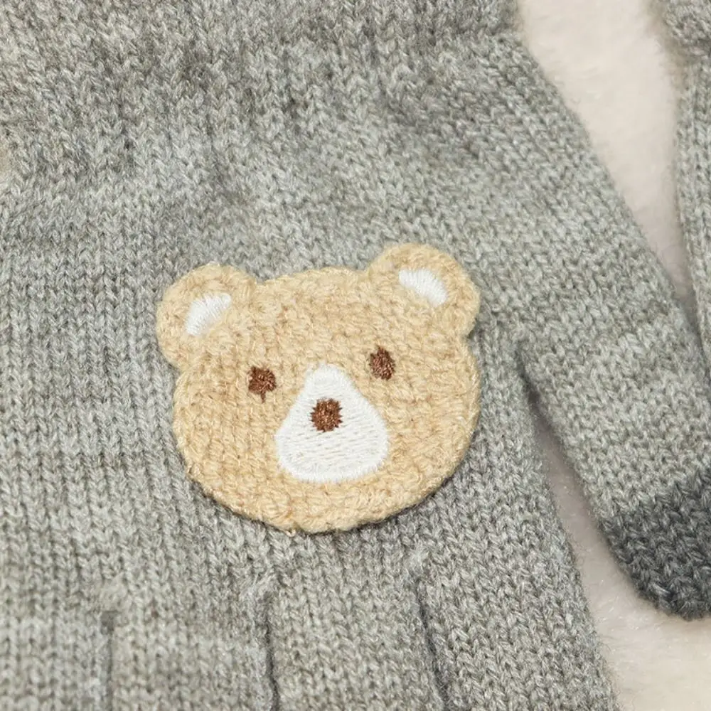 Cartoon 2-6 Year Old Gloves Crochet Hooks Bear Cold Proof Warm Mittens Windproof Full Finger Thermal Snow Gloves Autumn Winter