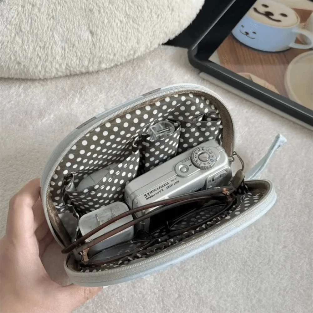 Multi-Functional Half-moon Makeup Bag Large Capacity Cartoon Puppy Print Cosmetic Bag Nylon Portable Travel Storage Bag