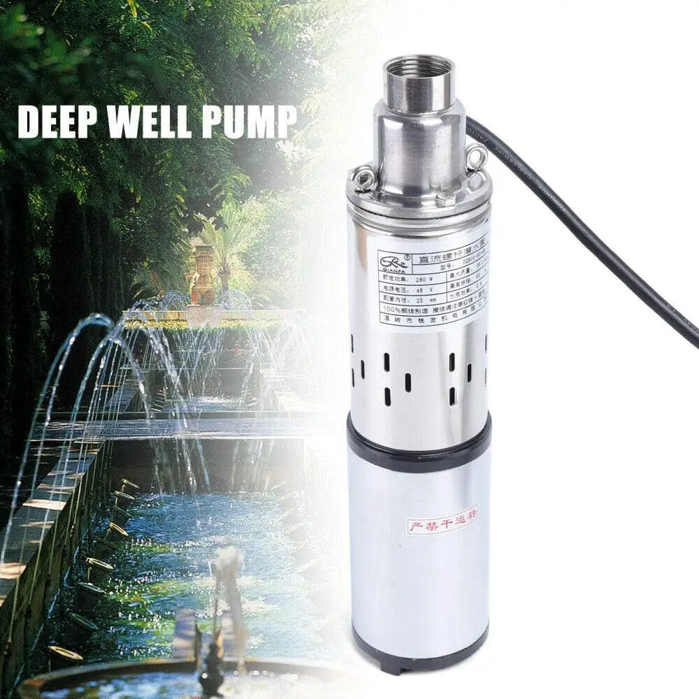 Pompa per pozzi profondi Pompa ad acqua sommergibile a energia solare DC 48V 16L/min 280W Max Lift 60m Pompa silenziosa Pompa per pozzi sommergibile