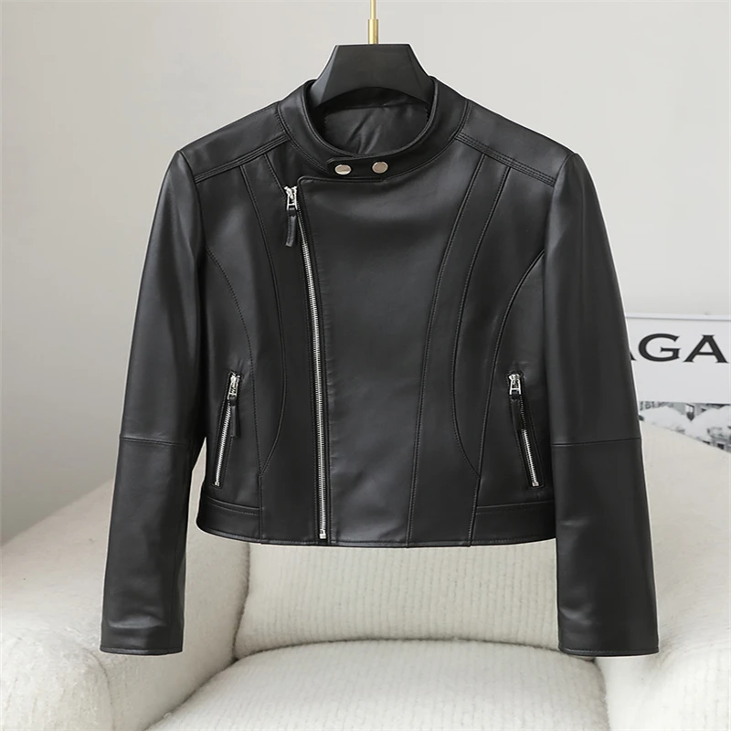 Hot Sale Women Genuine Sheep Leather Short Coat Lady Female Real Sheep Skin Jacket Coats Slim Clothes JT3147