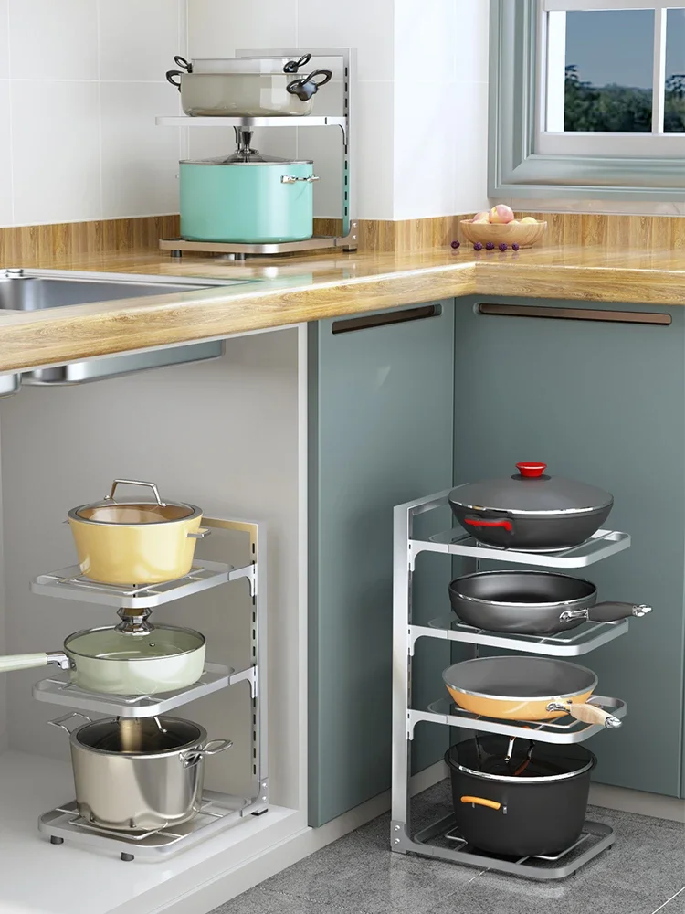 Kitchen racks, pots and pans storage racks, multi-layer countertops, household cabinets, inner cabinets, lower sinks, layered po