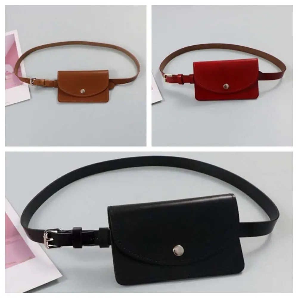 탈부착 가능한 허리 벨트와 가방 플랩이 있는 패니 팩 허리 밴드 허리 가방 2 in 1 단색 PU 가죽 동전 지갑 작은 사각형 파우치