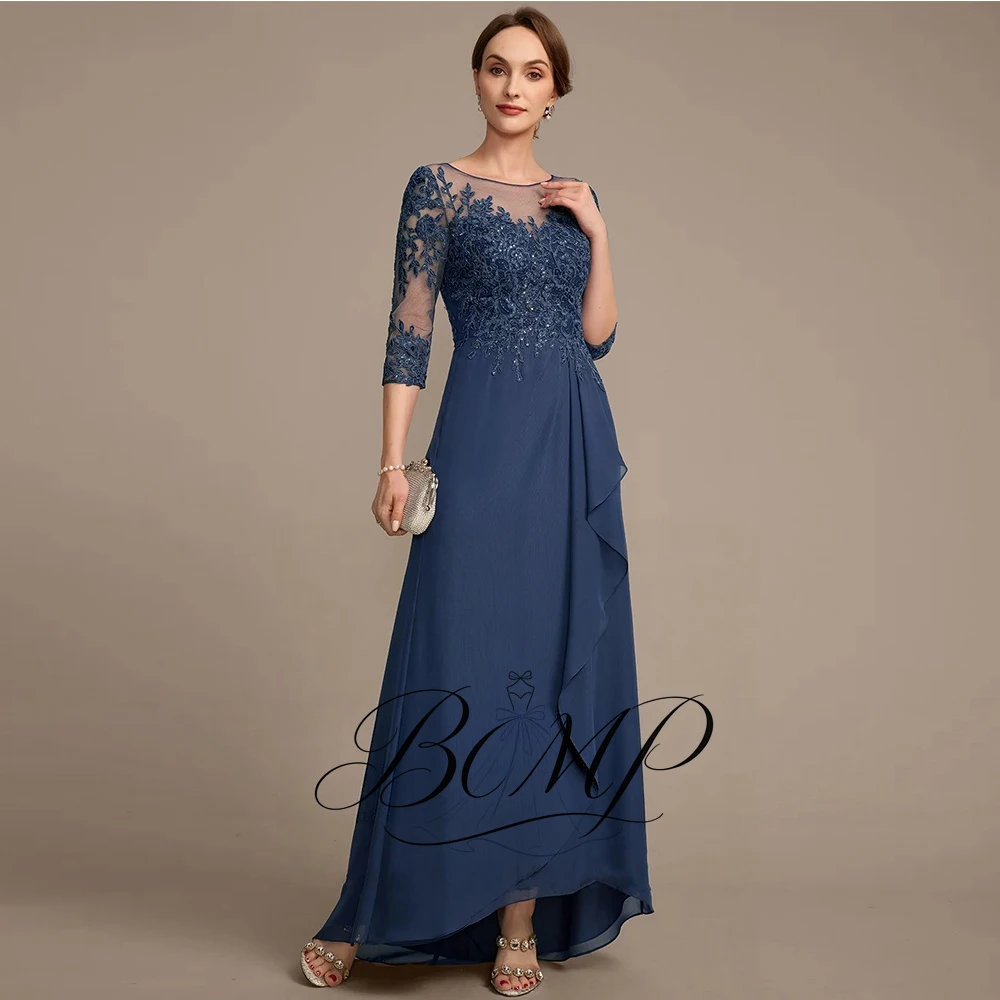 AP pretti Elegant Organza Mother Of The Bridedress O-Neck Customized Regular Sleeve Floor-Length A-line Mother Of The Grooms