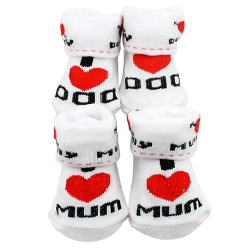 Baby Socks Cotton Mini Cute Girls Boys Love Dad Love Mum Newborn Kids Socks Toddler Baby Floor Bedding Socks 0~6 Months Toddler