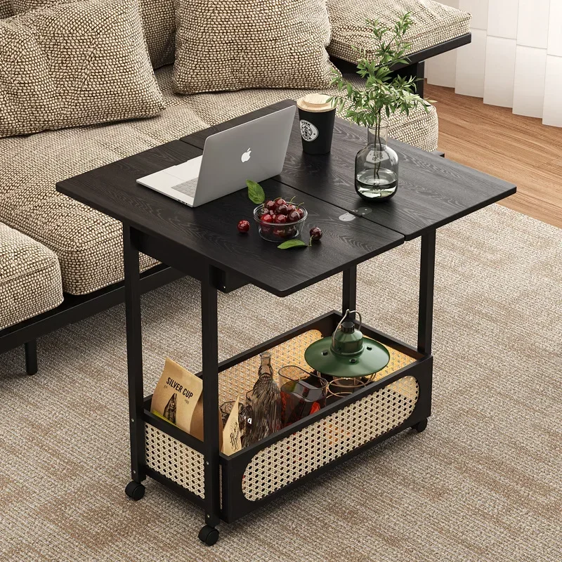 Durable Multifunctional removable sofa side cabinet coffee table small apartment folding trolley folding small table household