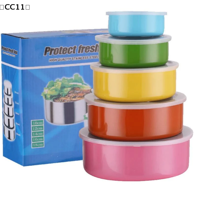 5Pcs Colorful Stainless Steel Mixing Bowls With Lids Stackable And Storage Deep Nesting Bowls Dishwasher Safe For Kitchen〔CC11〕