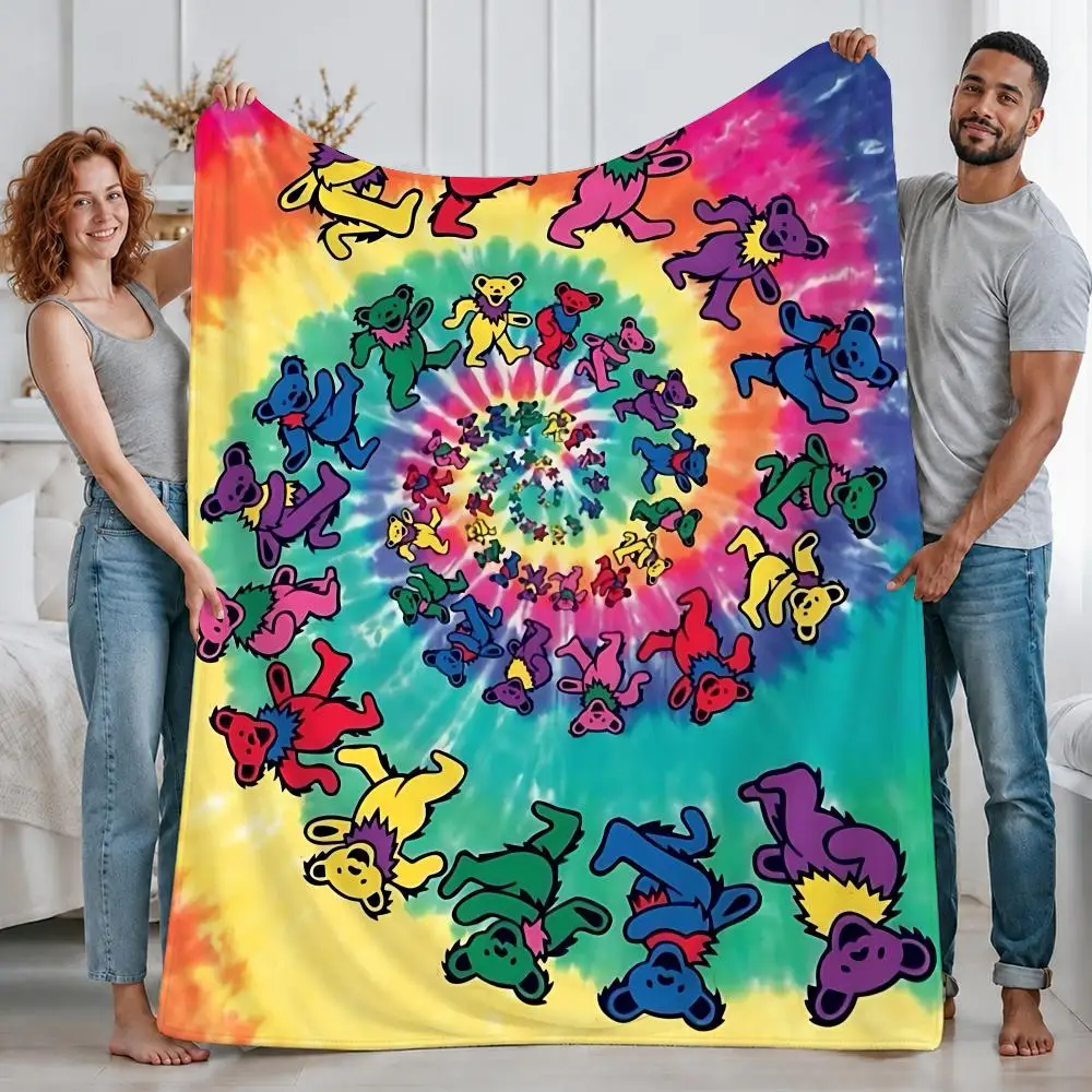 Classic Band Grateful Dead Throw Custom Printed Flannel Fleece Blanket for Sofa Bed Office Travel & Camping