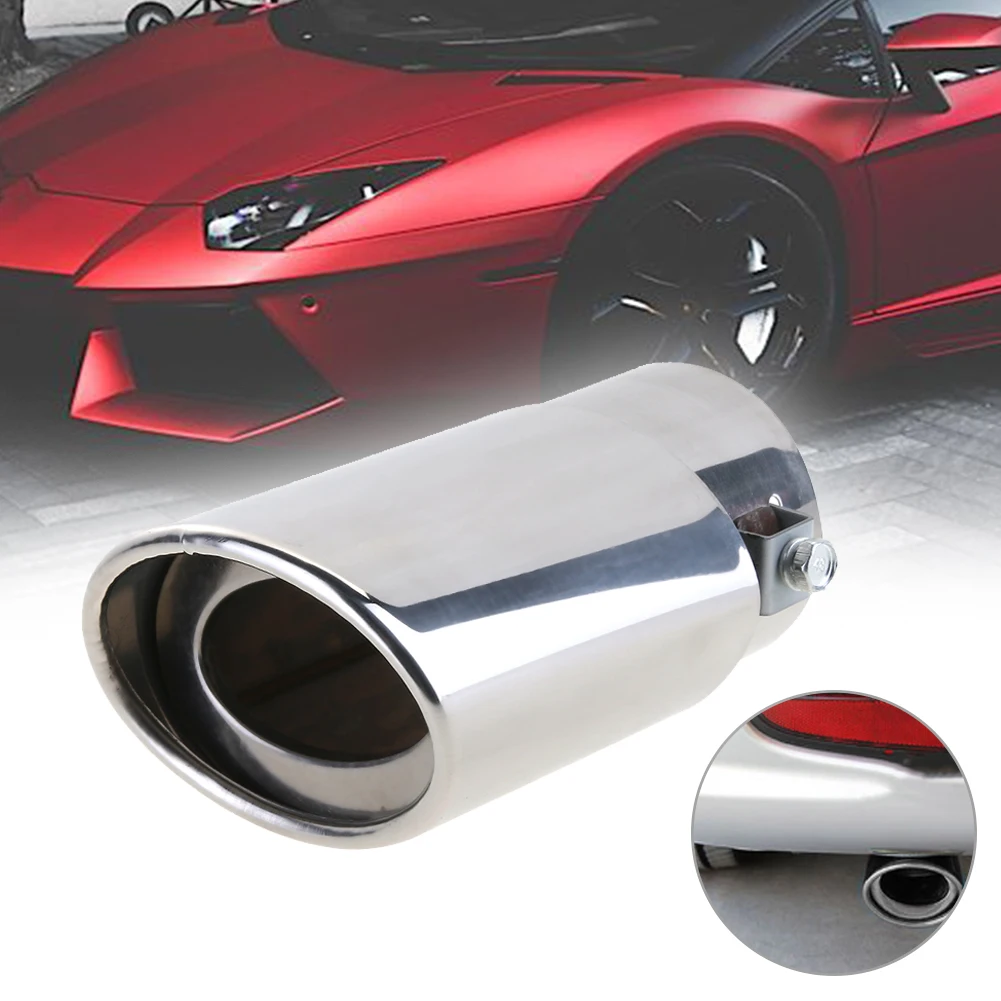 Universal Exhaust Pipe Tail Stainless Steel Car Muffler Tip Chrome Round Exhaust Tail Muffler Noise Reduction Car Accessories