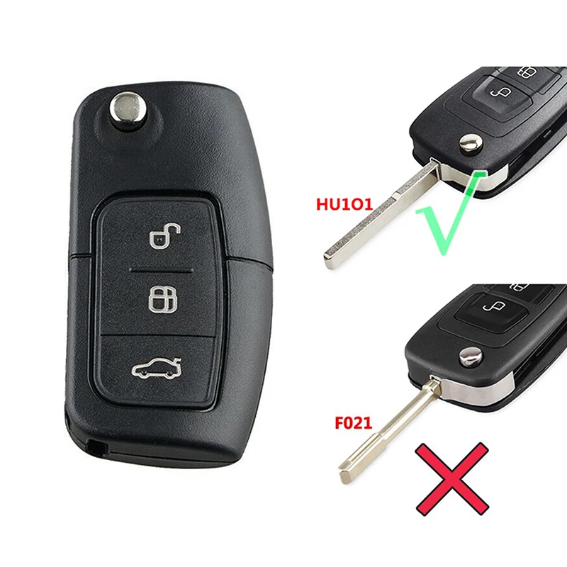 Car Flip Key Case For Ford Fiesta Focus Mondeo Kuga 3 Button Remote Fob Shell