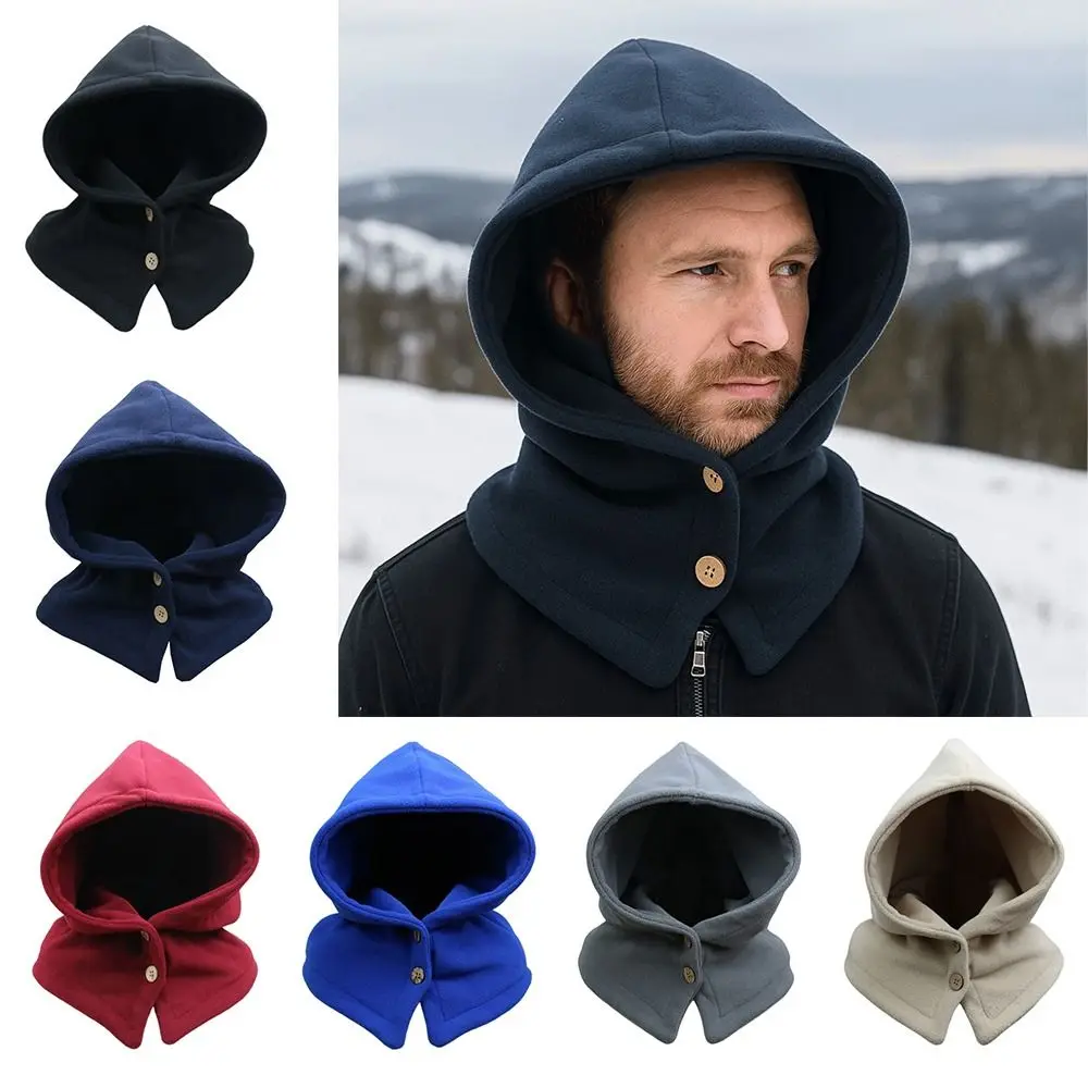 Polar Fleece Balaclava Hat Collar Warm Soft Women's Head Hooded Hat Windproof Ears Warm Beanies Skullies Cold Weather