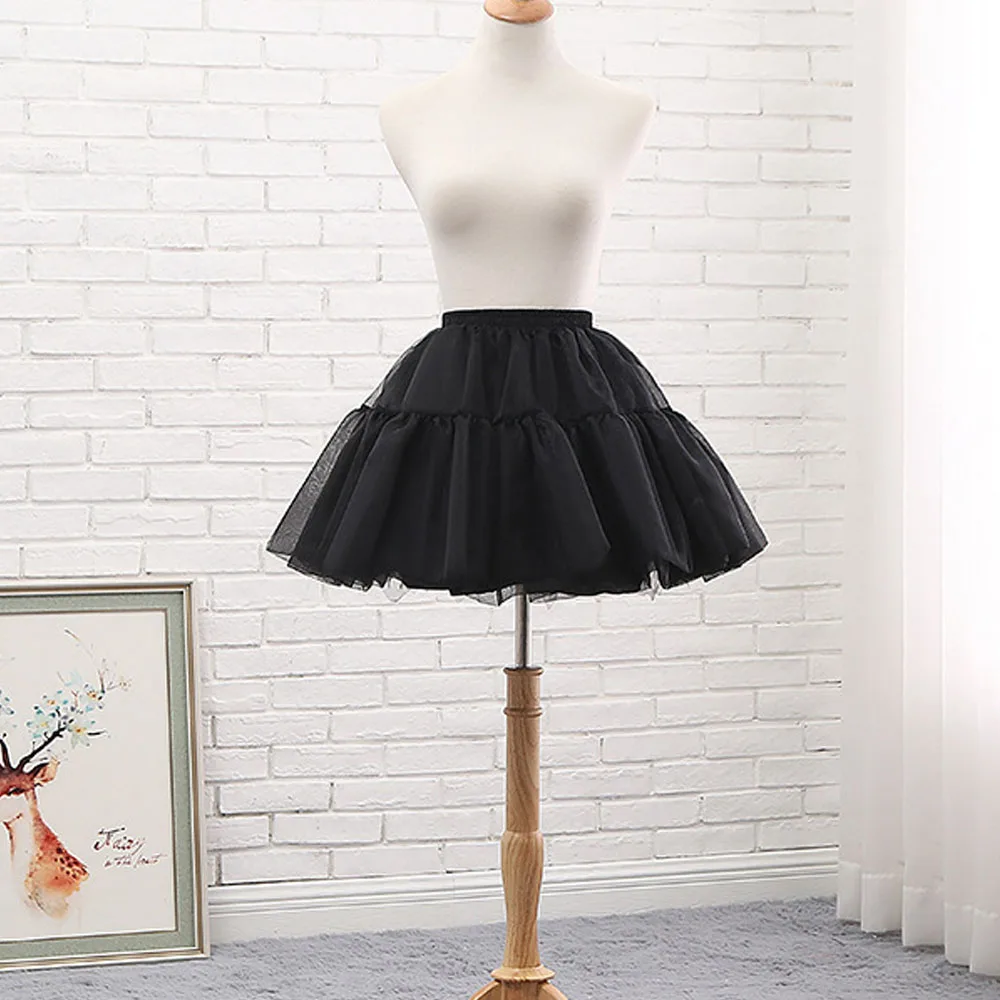 Black White Women Boneless Cartilage Ball Gown Short Petticoat Lolita Cosplay Short Ballet Puffy Tutu Skirt