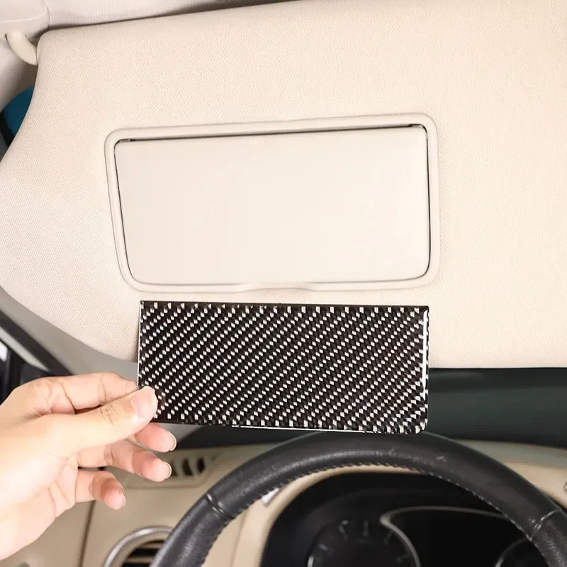 For Nissan Pathfinder 2013-2018 Soft Carbon Fiber Car Roof Sun Visor Makeup Mirror Panel Trim Sticker Car Accessories