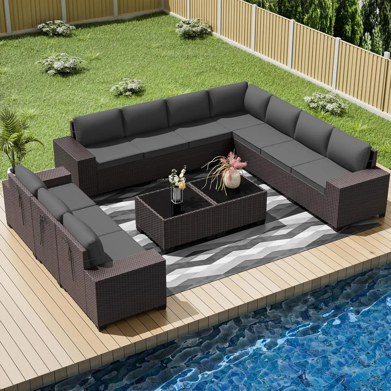 12-Piece Outdoor Wicker Patio Set 1