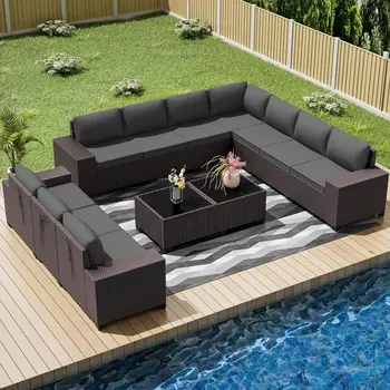 12-Piece Outdoor Wicker Patio Set 1